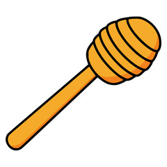 wooden honey dipper spoon flat color vector illustration template design
