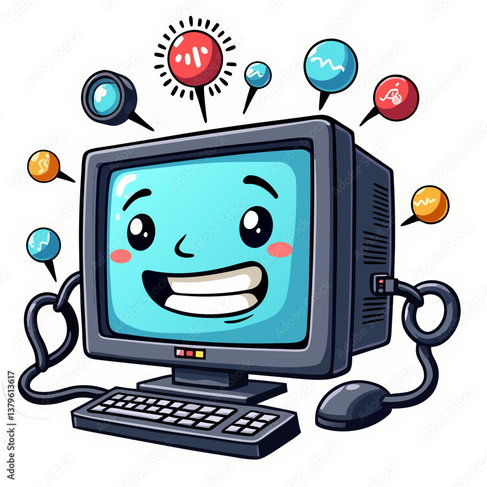 Poster robot with computer monitor