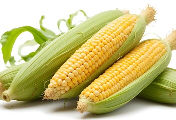 Fresh corn isolated on white background.