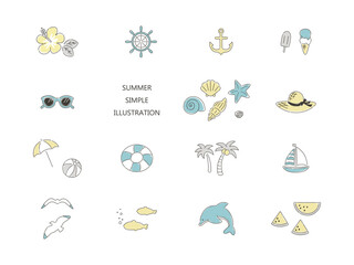 夏のシンプルな海水浴のイラスト