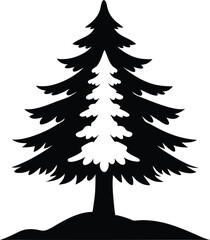 Obraz premium Pine Tree with Snow Silhouette Vector for Winter, Holiday, and Nature Design Projects