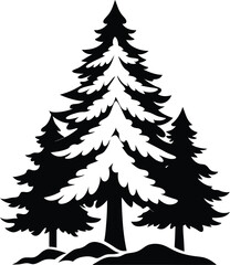 Pine Tree with Snow Silhouette Vector for Winter, Holiday, and Nature Design Projects
