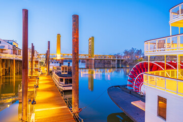 Old town Sacramento city skyline, cityscape of California