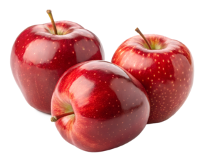 Red delicious apples isolated on transparent background Generative Ai.
