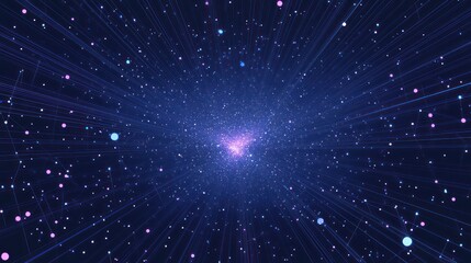 Obraz premium Cosmic rays burst digital space, background stardust, website header