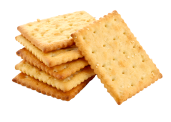 Crispy crackers isolated on transparent background Generative Ai.
