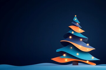Christmas Tree, Night, Snowy Scene