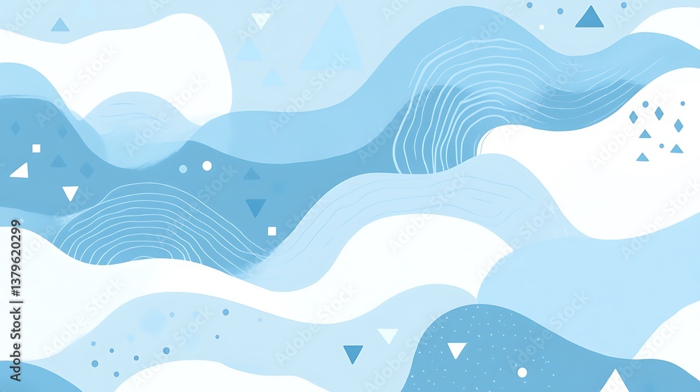 Poster abstract blue wave pattern design with geometric shapes