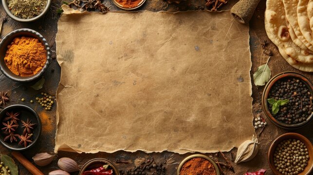 Curry Frame: Surrounded by aromatic curry dishes, naan bread, and spices like cumin and turmeric, this frame adds an exotic, flavorful touch to your culinary design.