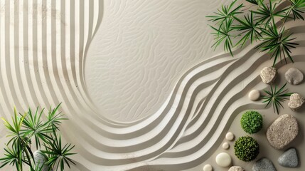 Zen Garden Frame: Incorporating smooth pebbles, bamboo stalks, and raked sand, this frame evokes a tranquil, minimalist Zen garden atmosphere for peaceful designs.
