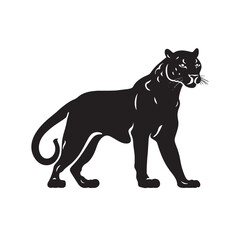 Obraz premium Black Panther Silhouette Vector Illustration on White Background