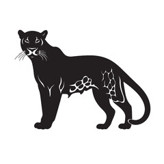 Obraz premium Black and white silhouette vector illustration of a cat