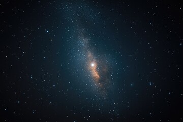 minimalistic photograph showcasing night sky filled with stars perhaps single planet visible lots of copy space