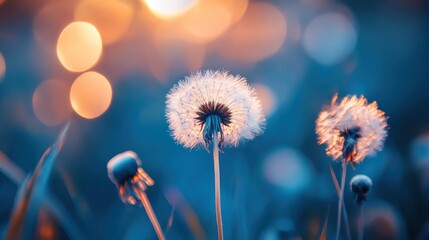 Sunset Dandelions: A Serene Meadow at Dusk