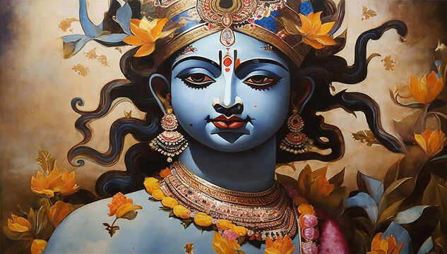 Statue of shri Krishna, Swaminarayan temple, BAPS, Gondal, Rajkot district, Saurashtra, Gujarat, India