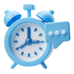Blue Alarm Clock Icon with Speech Bubble