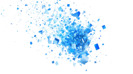blue pixel explosion isolated on white background