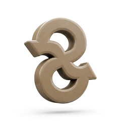  Three Dimensional Beige Ampersand on a Clean White Background, A Versatile Symbol for Connection and Addition.