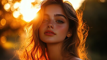 Golden Hour Beauty: A Portrait of Feminine Grace