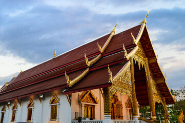 Chapel, Lanna Architecture, Symbols of Buddhism, South East Asia at Phra Singh Woramahaviharn Temple, Chiang Mai, Northern Thailand