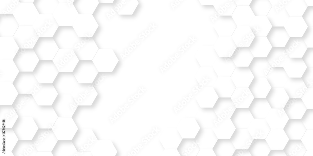 Poster emboss white hexagonal background. luxury white pattern. vector illustration. 3d futuristic abstract