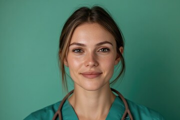 portrait of social worker on uniform smooth background showcasing dedicated professional from any ethnicity age or