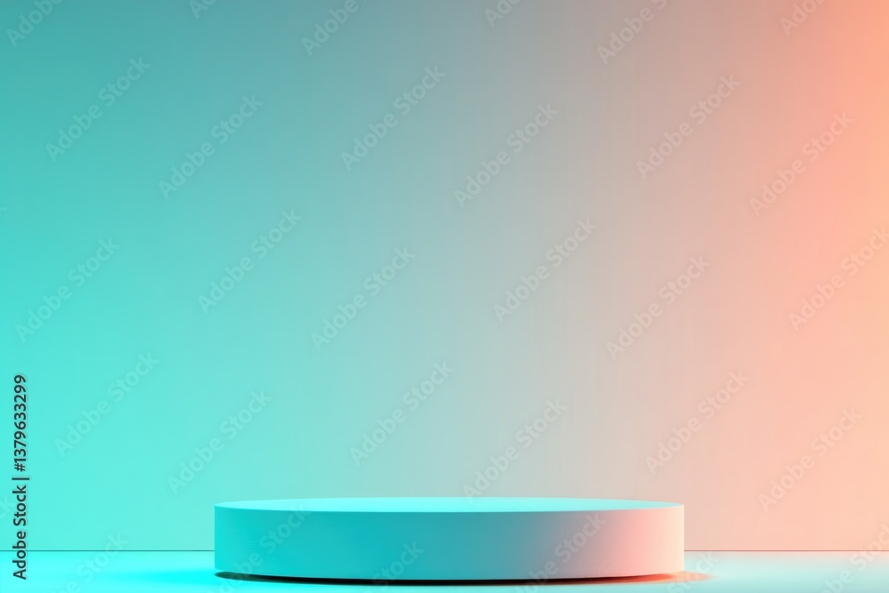 Poster round empty podium on vibrant color background with soft studio lighting