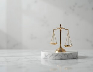 Golden Balance Scale Symbolizes Justice on Elegant Marble Surface