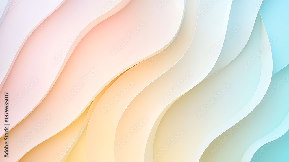 Poster abstract pastel waves soft color gradient background