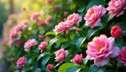 Fototapeta premium Continuous blooming flowers, intricate vines, soft focus, soft, nature, delicate