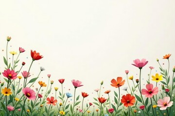 Obraz premium Delicate scattered wildflowers, minimalist style, pretty, plant