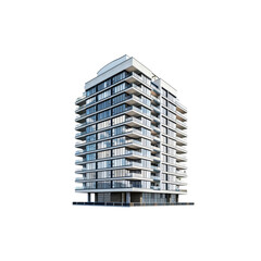 Modern Urban Residential Building with Glass Balconies and Facade