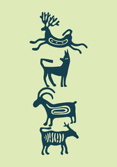 Ethnic animals african element clip art sticker tribe primitive textile silhouette motif layout editable