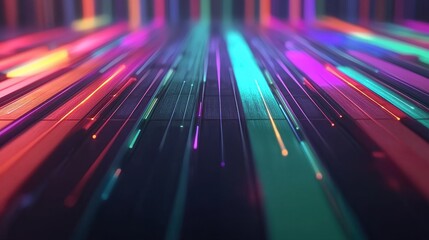 Vibrant Abstract Lines of Colorful Light on Dark Background
