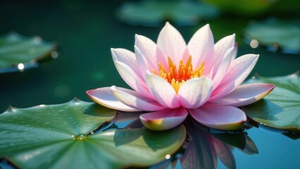 Serene Pink Water Lily Blossom Floating Gracefully on a Calm Pond's Surface