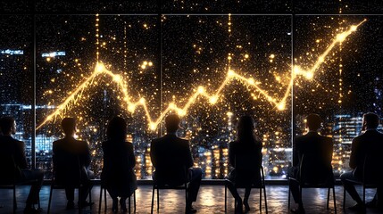 Analyzing business growth trends corporate office data visualization urban environment professional viewpoint