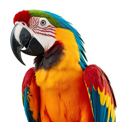 Naklejka premium Blue and Yellow Macaw Parrot with Colorful Feathers on white background