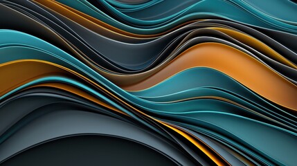 Abstract Wavy Textures in Shades of Blue, Orange, and Grey