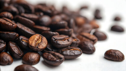 Fototapeta premium Macro Photography of Dark Roasted Coffee Beans Rich Aroma and Texture