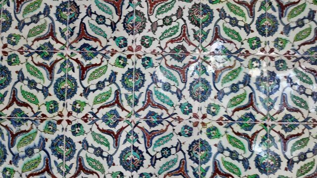 Stunning colorful tile patterns in historic building interior