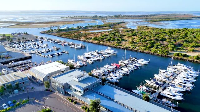 Drone View of Queenscliff Marina and Lighthouse