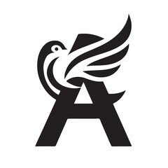 Obraz premium Letter A with Flying Bird Logo