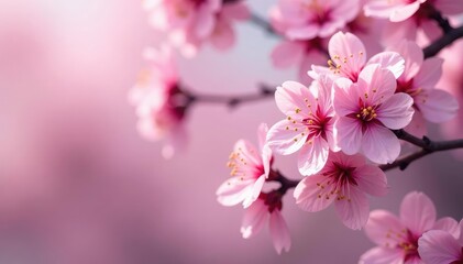 Delicate pink sakura blossoms, full bloom, intricate branches , japanese pattern, fabric, spring