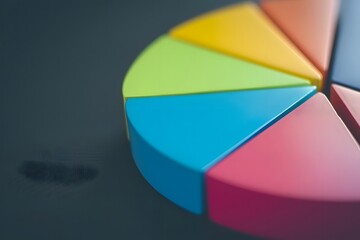 Obraz premium Analyzing Data: A Colorful Pie Chart Depicts Segments, Illustrating Proportions and Percentages Accurately for Better Understanding of Statistics, Representing Complex Information Visually.