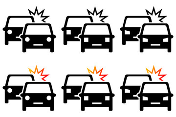 Car Crash Icon Set. Car Accident Vector Icon in line style design. Car Crash Symbol. Vector illustration.