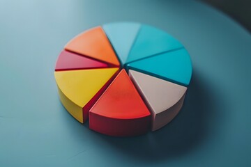 Obraz premium Understanding Data Visualization: A Colorful Pie Chart Breakdown for Beginners, Illustrating Proportions and Percentages in Data Analysis