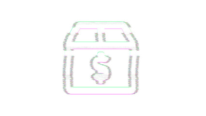 Icon box usd is distorted. Glitch. Noise, chromatic aberration, geometric distortion