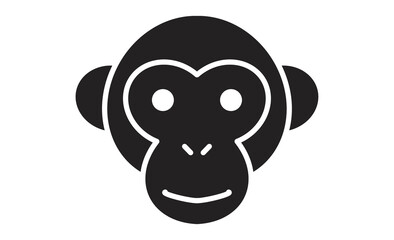 かわいいサルの顔のシンプルな線画イラスト
