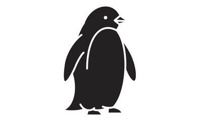 立っているペンギンのシンプルでかわいい線画イラストアイコン