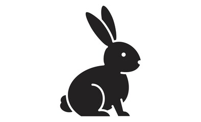 かわいいウサギのシルエット風線画イラスト